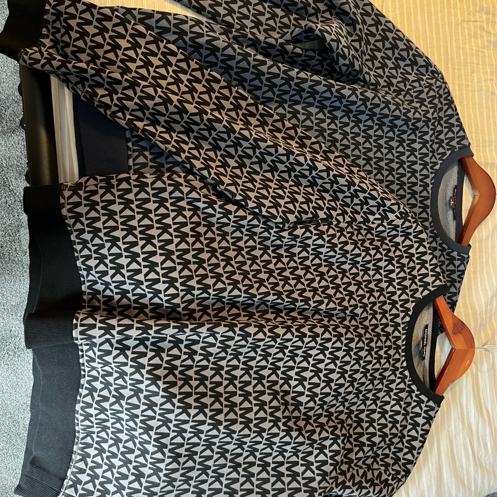 Michael Kors All-Over MK Logo Crewneck Sweater Navy Blue/blue, Black/Grey